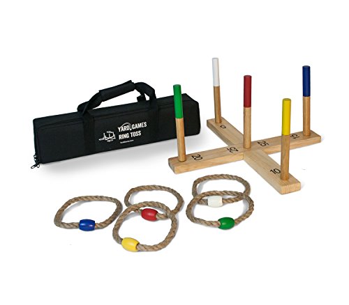 Product Cover Yard Games Ring Toss Game Premium Set with Finished Wood and Durable Carrying Case