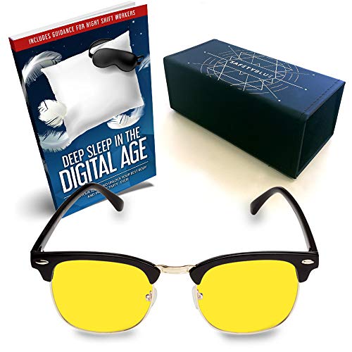 Product Cover SafetyBlueTM Day Glasses 40% Blue Blocking for Men & Women | Reading Glasses | Gaming Monitors | Computer Glasses | UV Light Protection Glasses | Headache Relief | Non-Prescription Glasses (Yellow)