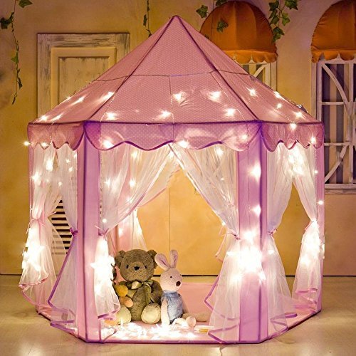Product Cover EJOY e-Joy Kids Indoor/Outdoor Play Fairy Princess Castle Tent, Portable Fun Perfect Hexagon Large Playhouse Toys for Girls/Children/Toddlers Gift Room, X-Large, Pink