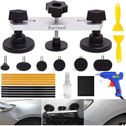Product Cover Barised 22PCS Auto Body Paintless Dent Removal Tools Kit Bridge Dent Puller Kits with Hot Melt Glue Gun and Glue Sticks