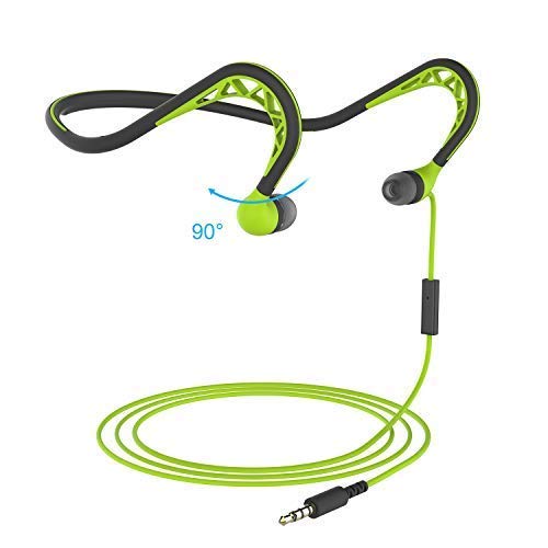Product Cover MUCRO Wired Headphones in-Ear Sports Headphones for Running, Behind The Neck Headphones, Stereo and Noise Isolating Earphones with Microphone, Sweatproof Earbuds Headphone, Green