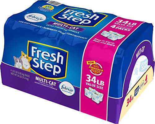 Product Cover Fresh Step Multi-Cat Scented Litter with the Power of Febreze, Clumping Cat Litter, 34 Pounds