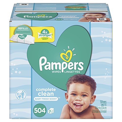 Product Cover Baby Wipes, Pampers Sensitive Water Baby Diaper Wipes, Complete Clean Scented, 7 Refill Packs for Dispenser Tub, 504 Total Wipes