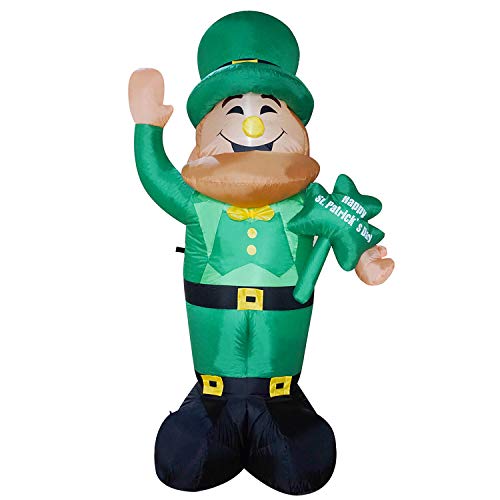 Product Cover SEASONBLOW 7 Ft LED Light Up Inflatable St. Patrick's Day Decoration Lighted Waving Leprechaun Holding a Shamrock for Home Yard Lawn Garden Indoor Outdoor