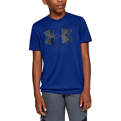 Product Cover Under Armour Boys' Tech Big Logo Solid T-Shirt, Royal (400)/Graphite, Youth Medium