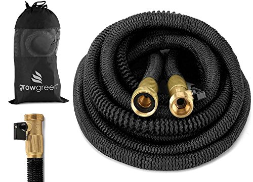 Product Cover GrowGreen Heavy Duty 50' Feet Expandable Hose Set, Strongest Garden Hose On Earth. with All Solid Brass Connector + Storage Sack