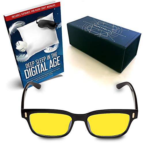 Product Cover SafetyBlueTM Retro Day Glasses Blue Blocking for Men & Women | Reading Glasses | Gaming Monitors | Computer Glasses | UV Light Protection Glasses | Headache Relief | Non-Prescription Glasses (Yellow)