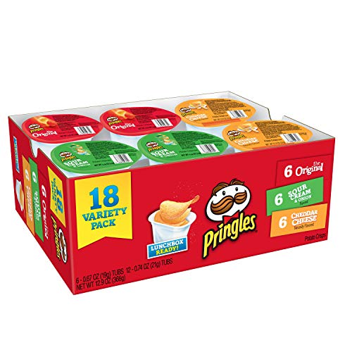 Product Cover Pringles Flavored Variety Pack Potato Crisps - Original, Cheddar Cheese, Sour Cream and Onion,12.9 oz (18 Count)