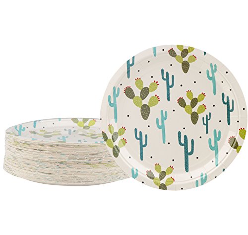 Product Cover Disposable Plates - 80-Count Paper Plates, Cactus Party Supplies for Appetizer, Lunch, Dinner, and Dessert, Kids Birthdays, 9 x 9 inches