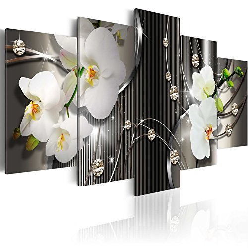 Product Cover White Orchid Flowers Canvas Print Art Floral Painting Modern Picture Wall Decor for Bedroom Artwork Framed and Stretched (40
