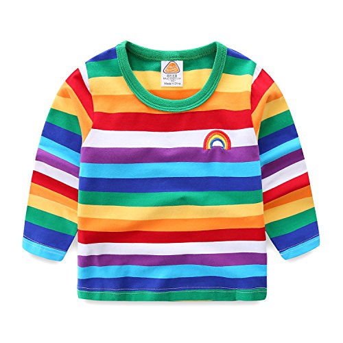 Product Cover Mud Kingdom Toddler Boys T-Shirts Long Sleeve Rainbow Stripe 24 Months