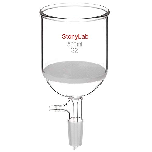Product Cover StonyLab Borosilicate Glass Buchner Filtering Funnel 500 mL with Medium Frit (G2), 94mm Inner-Diameter, 100mm Depth, with 24/40 Standard Taper Inner Joint and Vacuum Serrated Tubulation (500 mL)