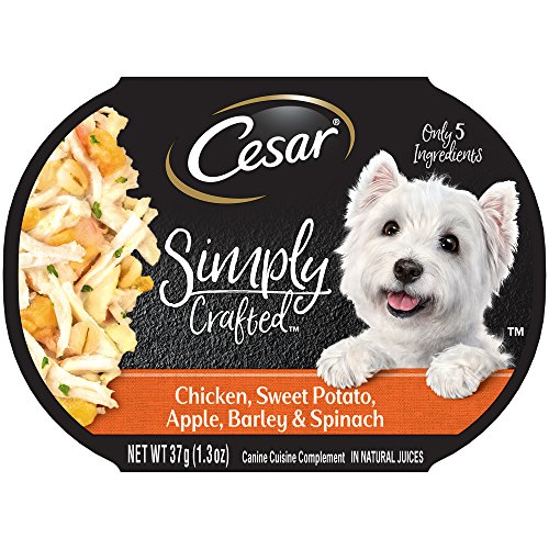 Product Cover Cesar Simply Crafted Adult Wet Dog Food Cuisine Complement, Chicken, Sweet Potato, Apple, Barley & Spinach, (Pack Of 10) 1.3 Oz. Tub