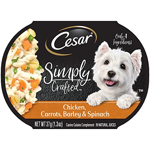 Product Cover Cesar Simply Crafted Adult Wet Dog Food Cuisine Complement, Chicken, Carrots, Barley & Spinach, (Pack Of 10) 1.3 Oz. Tub