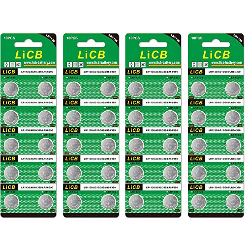 Product Cover LiCB 40 Pack LR1130 AG10 Batteries 1.5V Alkaline Button Cell Battery