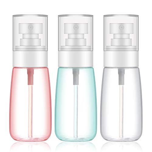 Product Cover Spray Bottle Travel Size, Segbeauty 3Pcs 60ml/2oz Fine Mist Hairspray Bottle for Essential Oils, Empty Airless Makeup Face Spray Bottle Clear Refillable Travel Containers for Cosmetic Skincare Perfume