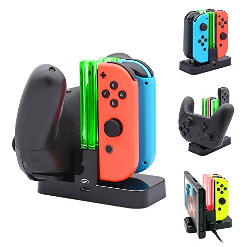 Product Cover FASTSNAIL Controller Charger for Nintendo Switch, Charging Dock Stand Station for Switch Joy-con and Pro Controller with Charging Indicator and Type C Charging Cable