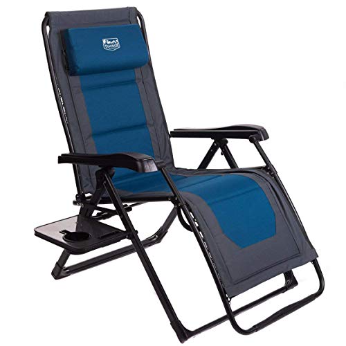 Product Cover Timber Ridge Zero Gravity Locking Lounge Chair Oversize XL Adjustable Recliner with Headrest for Outdoor Beach Patio Pool Support 350lbs, Blue-Padded