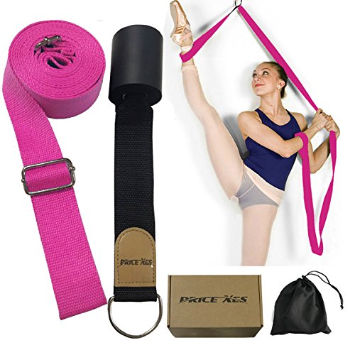 Product Cover Adjustable Leg Stretcher Lengthen Ballet Stretch Band - Easy Install on Door Flexibility Stretching Leg Strap Great Cheer Dance Gymnastics Trainer stretching equipment taekwondo Training (rose)