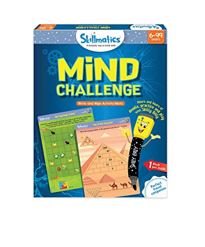 Product Cover Skillmatics Educational Game: Mind Challenge (6-99 Years) | Erasable and Reusable Activity Mats | Travel Toy with Dry Erase Marker |  Learning tools for Kids 6, 7, 8, 9 Years and Up