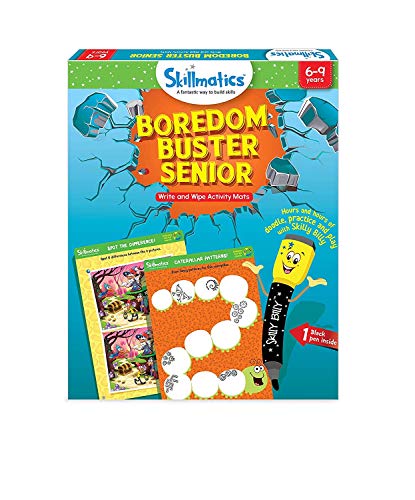 Product Cover Skillmatics Educational Game: Boredom Buster Senior (6-9 Years)  | Erasable and Reusable Activity Mats | Travel Friendly Toy with Dry Erase Marker | Fun Learning Game for Boys and Girls