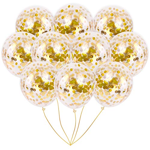 Product Cover Jumbo Gold Foil Confetti Balloons | Vibrant Confetti Pre-Filled | Wedding Engagement Birthday Party Events (16 Pack Gold, 18 Inches)