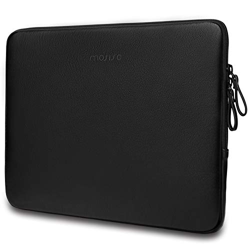 Product Cover MOSISO Laptop Sleeve Compatible with 13-13.3 Inch MacBook Air/MacBook Pro Retina/2019 2018 Surface Laptop 3/2/Surface Book 2, PU Leather Super Padded Bag Waterproof Protective Case, Black
