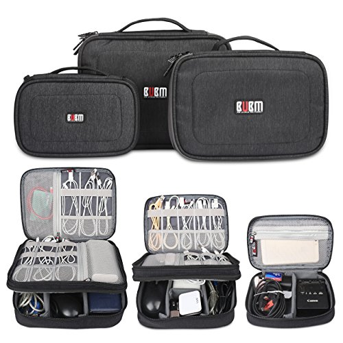 Product Cover BUBM 3Pcs/Set Computer Cable Electronic Organizer Travel Packing Gadgets Bag Pouch for Cables,External Flash Drive,Mouse,Memory Card,Power Bank