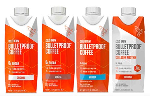Product Cover Bulletproof Cold Brew Coffee, Keto Friendly, Sugar Free, with Brain Octane oil and Grass-fed Butter (Variety 4-pack)