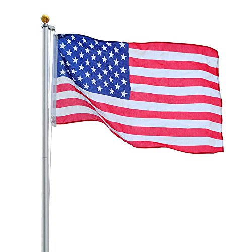 Product Cover Yescom 25 FT Upgraded Sectional Aluminum Flagpole 15 Gauge 24-30mph 3'x5' US American Flag Ball Fly 2 Flags Outdoor