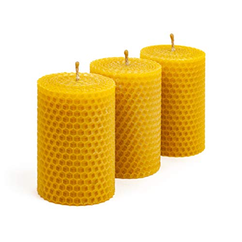 Product Cover Beeswax Candle Set of 3 Handmade Candles Best for Gift and Home Decor 100% Pure Quality (Size 3.34×2.16 in)