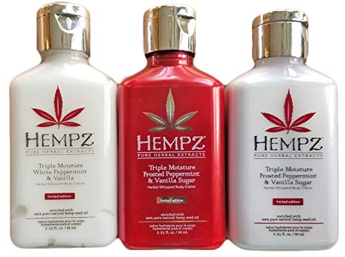 Product Cover Hempz Holiday Peppermint Body Lotion Travel Size 2.25 oz (3 Pack)