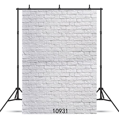 Product Cover SJOLOON 5X7ft White Brick Wall Backdrop White Brick Photo Backdrop Thin Vinyl Photography Backdrop Background Studio Prop 10931