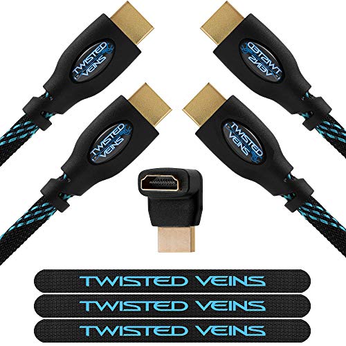 Product Cover Twisted Veins HDMI Cable 20 ft, 2-Pack, Premium HDMI Cord Type High Speed with Ethernet, Supports HDMI 2.0b 4K 60hz HDR on Most Devices and May Only Support 4K 30hz on Some Devices