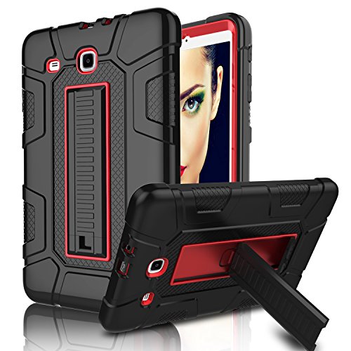 Product Cover Galaxy Tab E 9.6 Case, Elegant Choise Built in Kickstand Heavy Duty Shockproof Rugged Full Body Protective Case Cover for Samsung Galaxy Tab E 9.6 inch/SM-T560 / T561 / T567 (Red/Black)