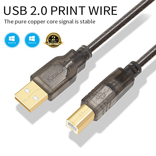 Product Cover Printer Cable USB Printer Scanner Cable 15ft High Speed USB 2.0 A Male to B Male Cord for HP, Canon, Epson, Dell, Samsung etc