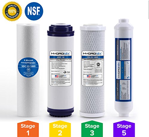 Product Cover Hydronix HX-RO-4PK 6 Stage 4pc Reverse Osmosis RO Water Filter Cartridges, Pre & Post Replacement Set SED UDF CTO GAC - 2.5