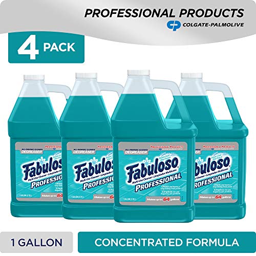 Product Cover FABULOSO Professional All Purpose Cleaner & Degreaser, Ocean Cool, Concentrated Formula, Bathroom Cleaner, Toilet Cleaner, Floor Cleaner, Shower Cleaner, Glass Cleaner 1 Gallon (Pack of 4) (US05252A)