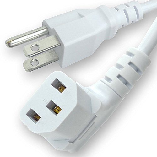 Product Cover 15 Feet Long Right Angled White AC Power Cord Cable Pure Copper Wire Core in Retail Box for Computer Plasma TV Printer Monitor AC Adapter