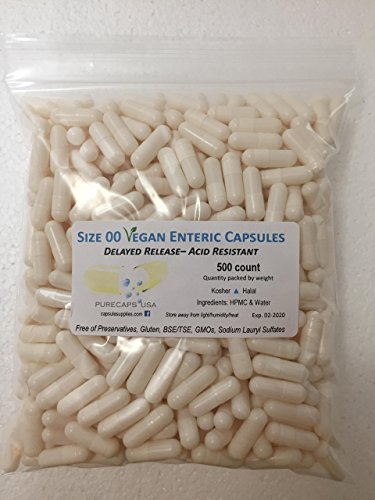 Product Cover PurecapsUSA - 500 Size 00 Fillable White Empty Vegan Acid-Resistant (Enteric) Capsules