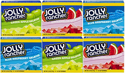 Product Cover Jolly Rancher Gelatin: Green Apple, Watermelon, Blue Raspberry, Case of 6 Bundle (Original Version)
