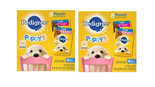 Product Cover Pedigree Choice Cuts Puppy Morsels In Sauce Wet Dog Food Variety Pack With Chicken And With Beef, (16) 3.5 Oz. Pouches