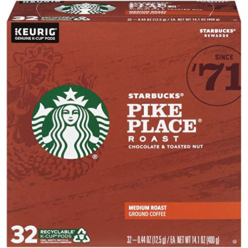 Product Cover Starbucks Pike Place Roast Medium Roast Single Cup Coffee for Keurig Brewers, 1 box of 32 (32 total K-Cup pods)