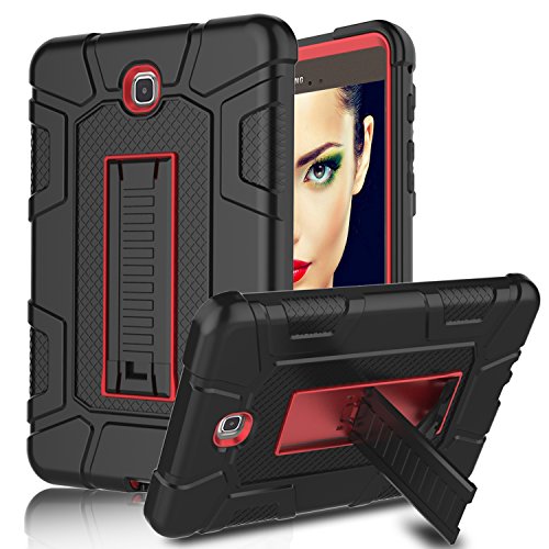 Product Cover Galaxy Tab A 8.0 (2015) Case, Elegant Choise Three Layer Heavy Duty Full Body Armor Rugged Defender Protective Case Cover with Kickstand for Samsung Galaxy Tab A 8.0 inch / T350NZ / T350 (Red/Black)