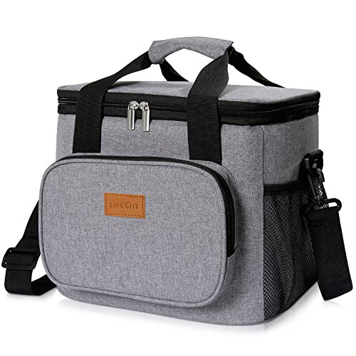 Product Cover Lifewit Large Lunch Bag Insulated Lunch Box Soft Cooler Cooling Tote for Adult Men Women, 24-Can (15L), Grey