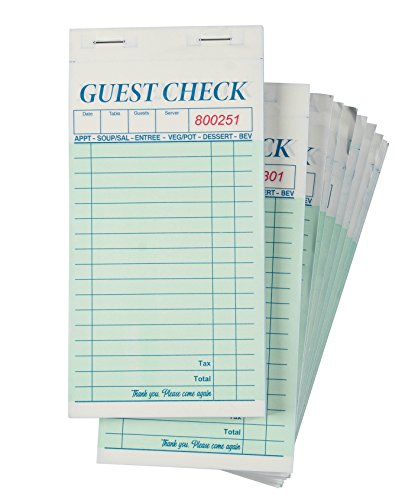 Product Cover Juvale 10-Pack Restaurant Guest Check Pads - 50 Sheets and 50 Carbon Copies Each, 3.4 x 7 Inches
