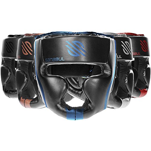 Product Cover Sanabul Essential Professional Boxing MMA Kickboxing Head Gear (Blue, L/XL)