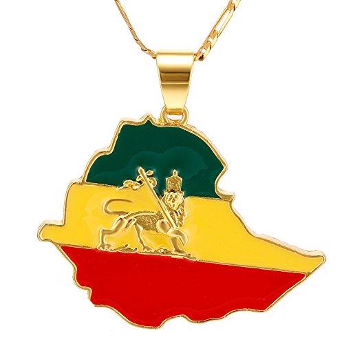 Product Cover 45cm Chain Map of Ethiopian Pendant Necklace 18K Gold Plated Pendant Jewelry Map Chain