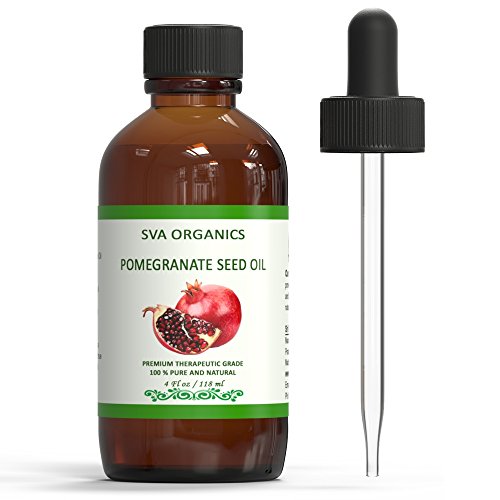 Product Cover SVA Organics Pomegranate Seed Oil 4 Oz Cold Pressed Unrefined Carrier Oil for Face, Skin, Hair, Diffuser, Body Massage & Nails Care