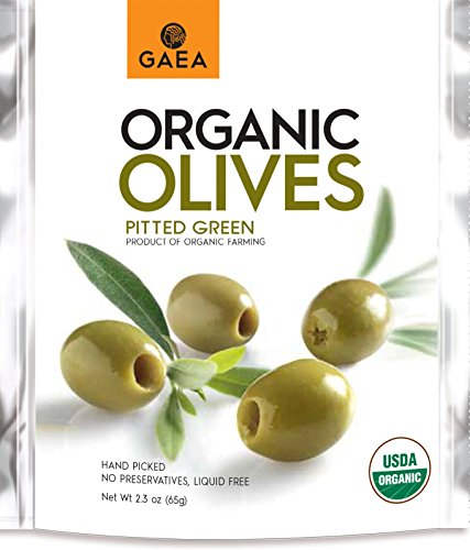 Product Cover Gaea Organic Snack Pack Pitted Green Olives with Sea Salt and Lemon Juice - 2.3 oz (Pack of 8)